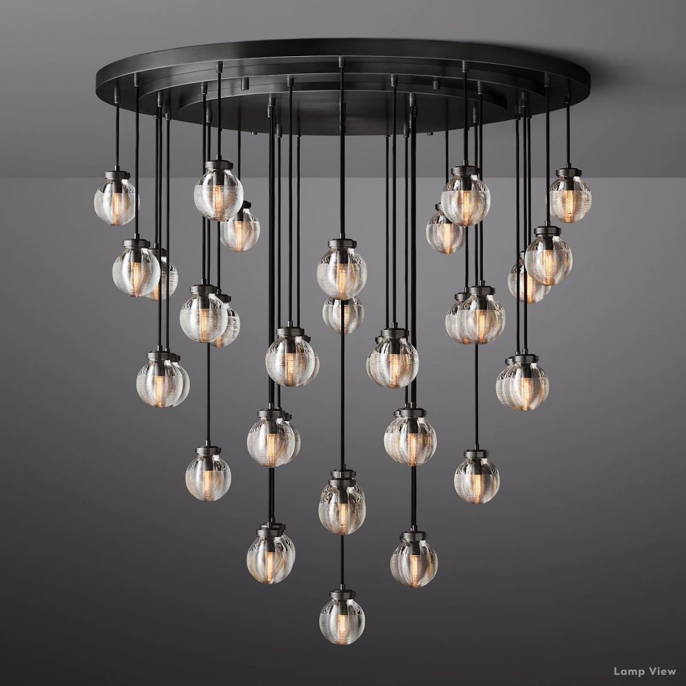 Pearl Shimmering Crystal Round Chandelier 48"