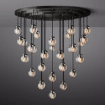 Pearl Shimmering Crystal Round Chandelier 48"