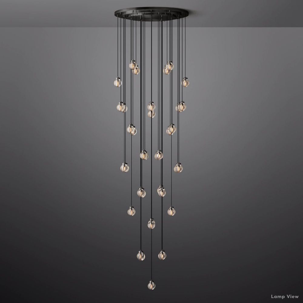 Pearl Shimmering Crystal Round Chandelier 48"