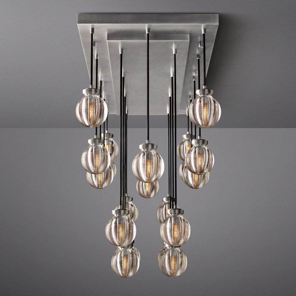 Pearl Shimmering Crystal Rectangle Chandelier 54"