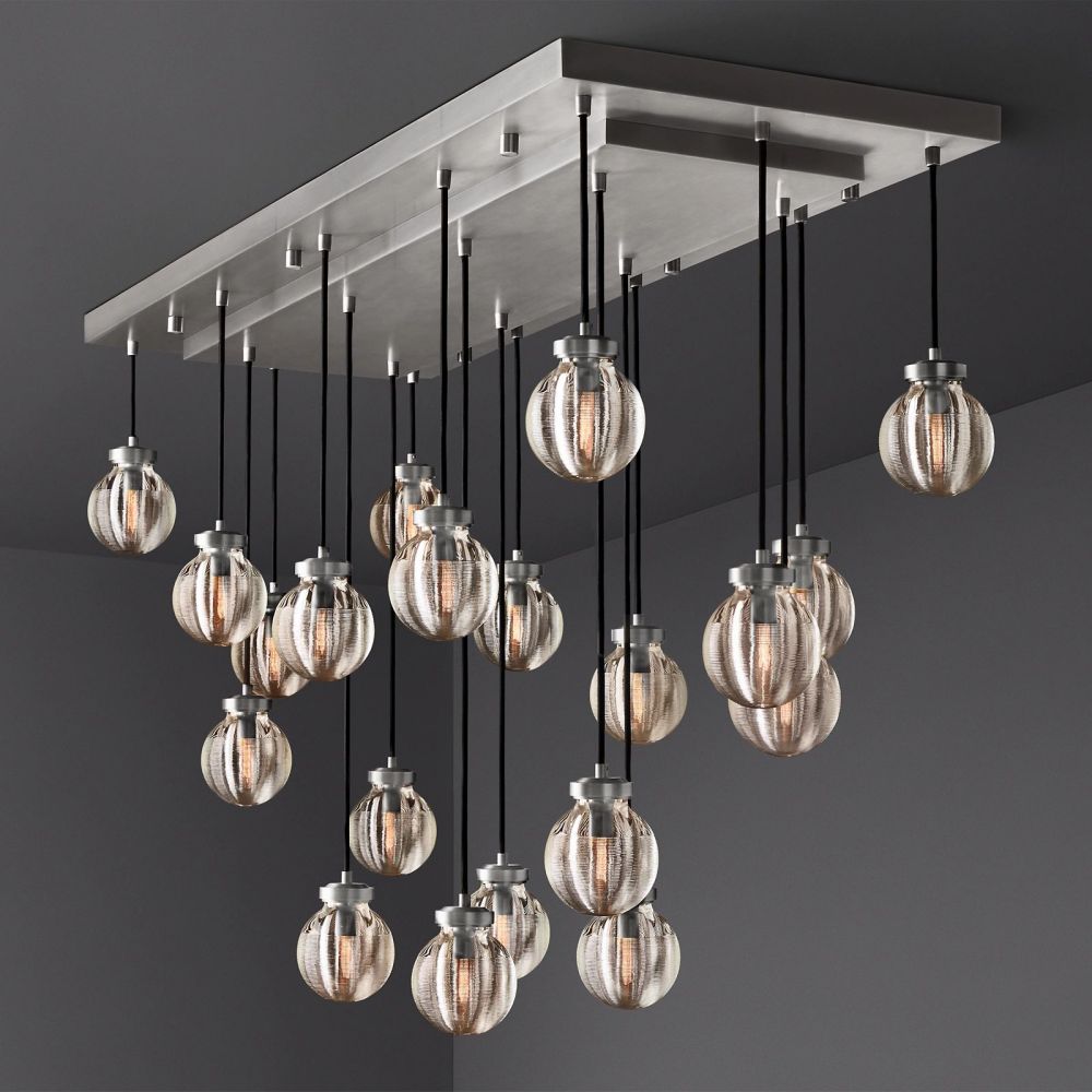 Pearl Shimmering Crystal Rectangle Chandelier 54"