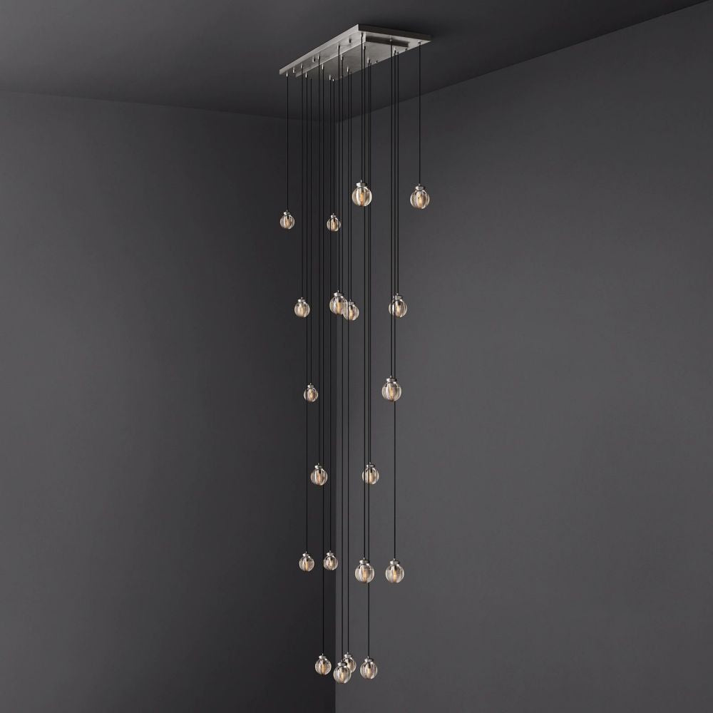 Pearl Shimmering Crystal Rectangle Chandelier 54"