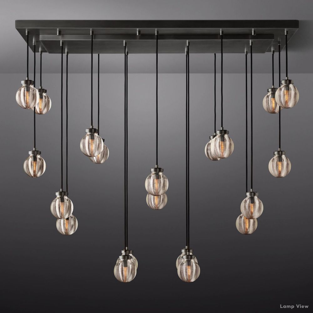 Pearl Shimmering Crystal Rectangle Chandelier 54"