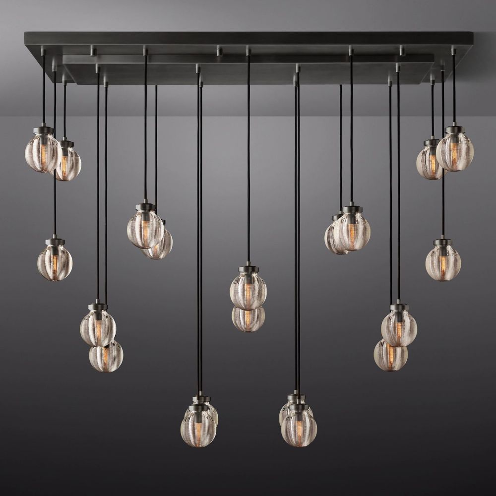 Pearl Shimmer Crystal Rectangle Chandelier 54"