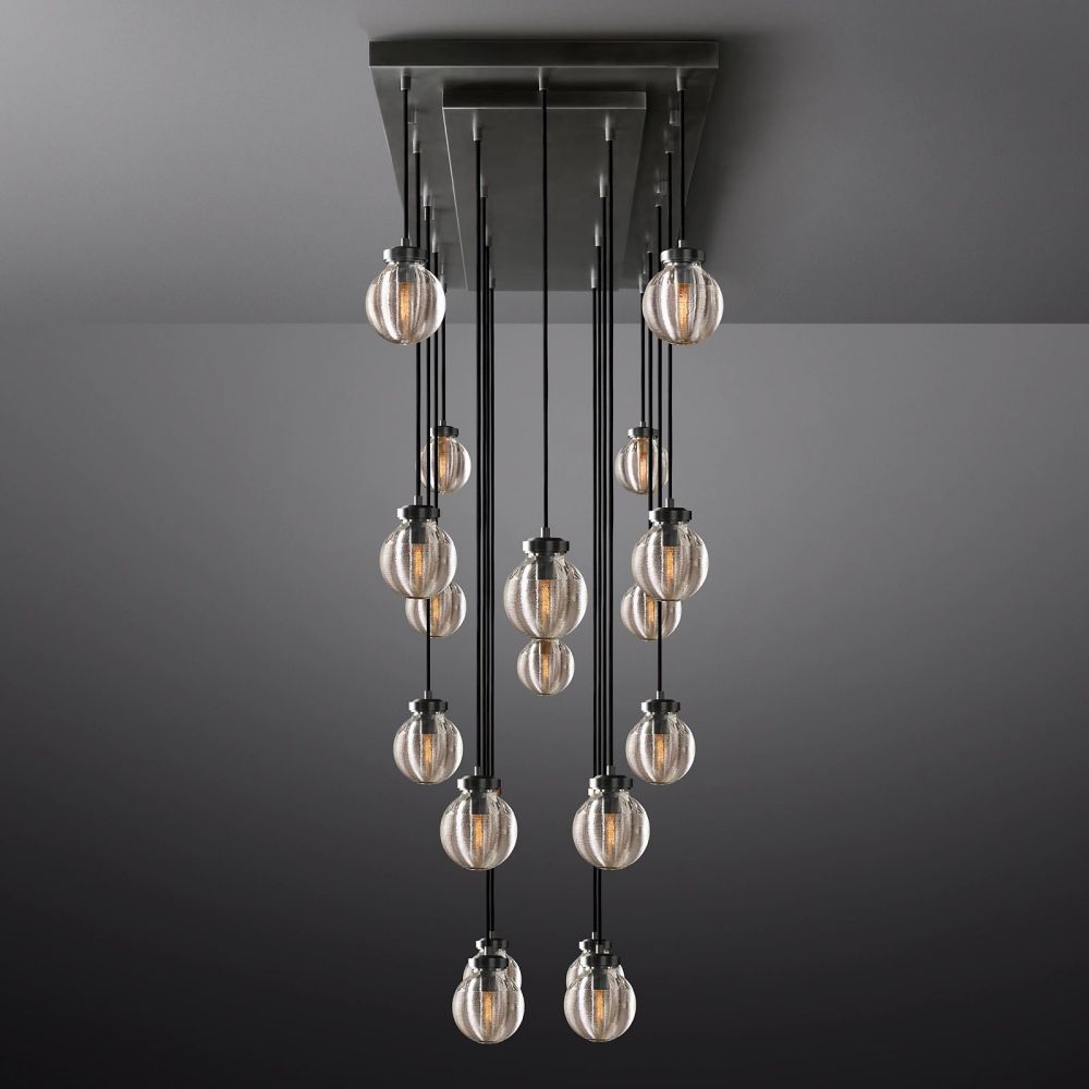 Pearl Shimmering Crystal Rectangle Chandelier 54"