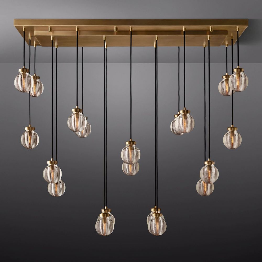 Pearl Shimmering Crystal Rectangle Chandelier 54"