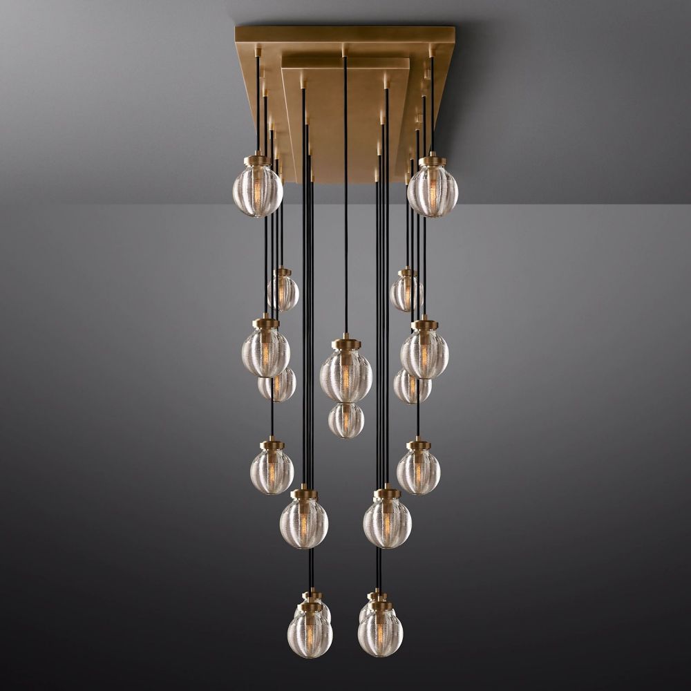 Pearl Shimmering Crystal Rectangle Chandelier 54"