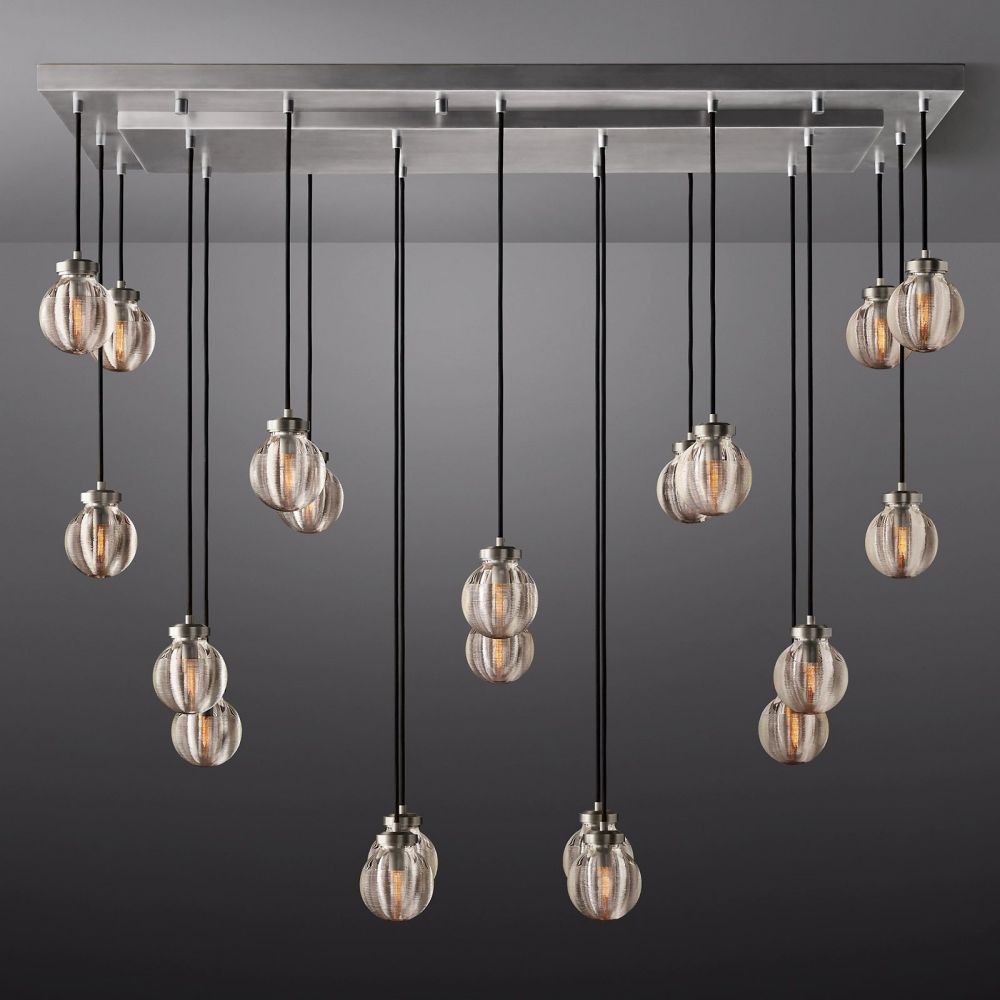 Pearl Shimmering Crystal Rectangle Chandelier 54"