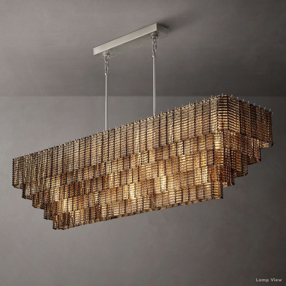 Sirene Molded Glass Rectangle Chandelier 77"