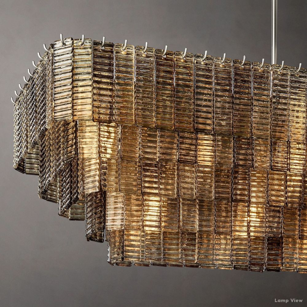 Sirene Molded Glass Rectangle Chandelier 77"