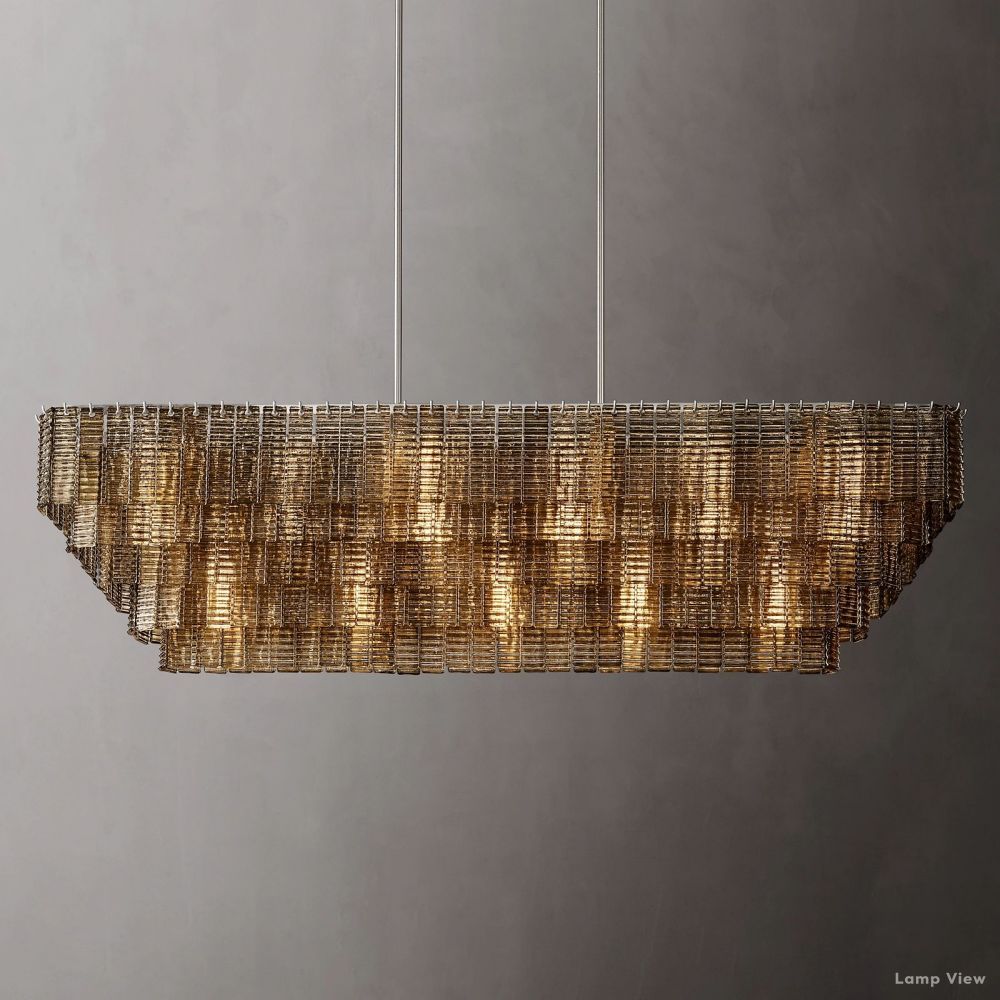 Sirene Molded Glass Rectangle Chandelier 77"