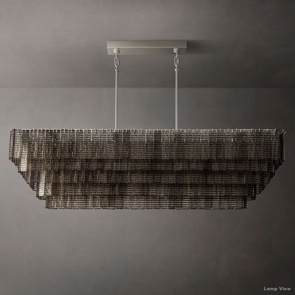Sirene Molded Glass Rectangle Chandelier 77"