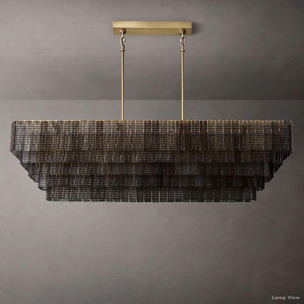 Sirene Molded Glass Rectangle Chandelier 77"
