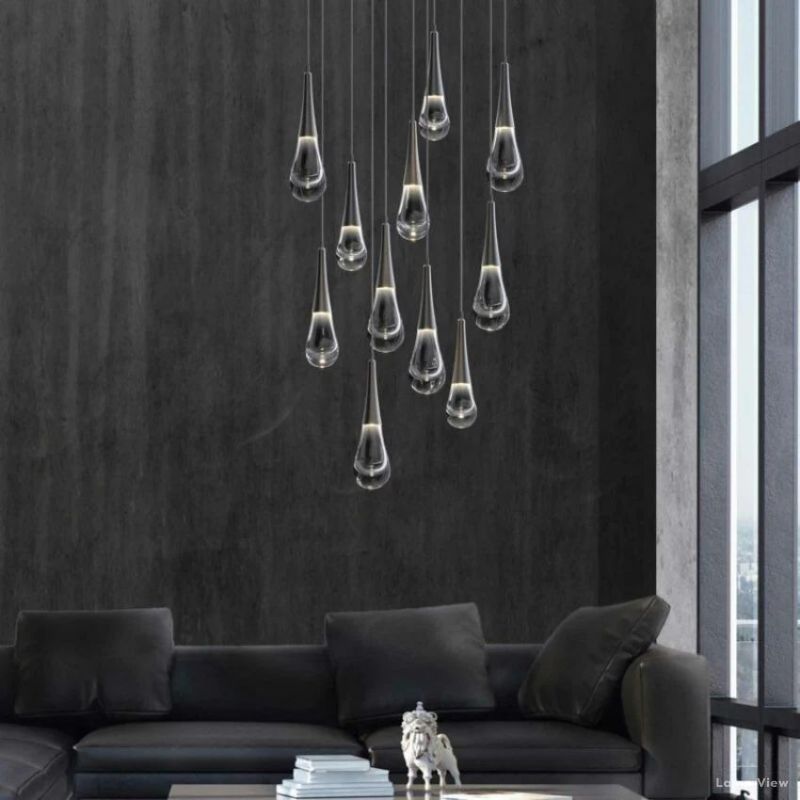 Raindrop Glass Square Solitaire Chandelier - jchandelier