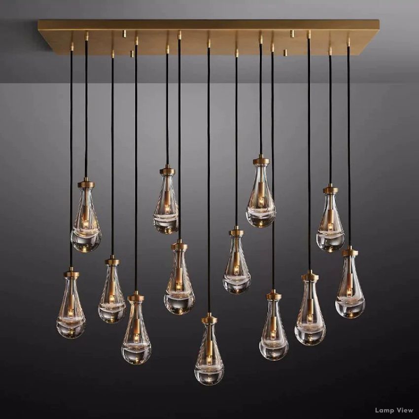 Rain Waterfall Glass Rectangular Chandelier 54"