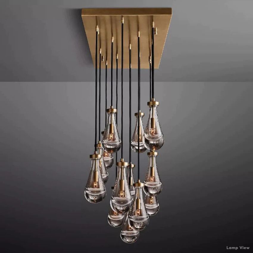 Rain Waterfall Glass Rectangular Chandelier 54"