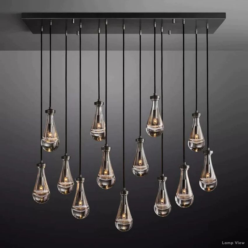 Rain Waterfall Glass Rectangular Chandelier 54"