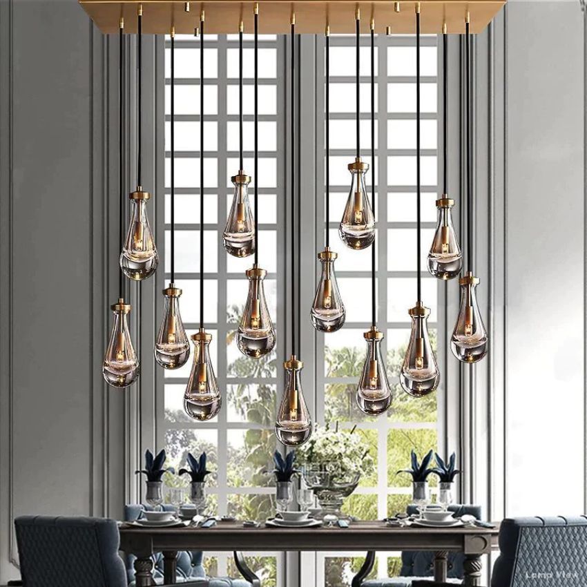 Rain Waterfall Glass Rectangular Chandelier 54"