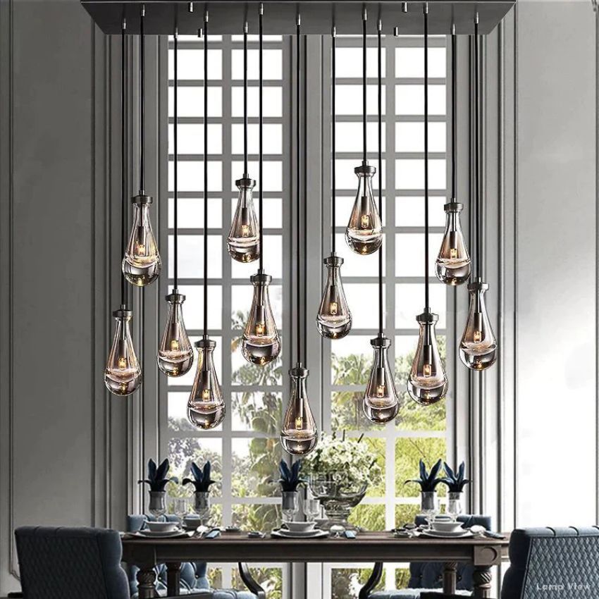 Rain Waterfall Glass Rectangular Chandelier 54"