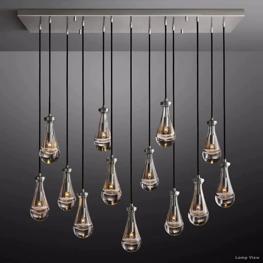 Rain Waterfall Glass Rectangular Chandelier 54"