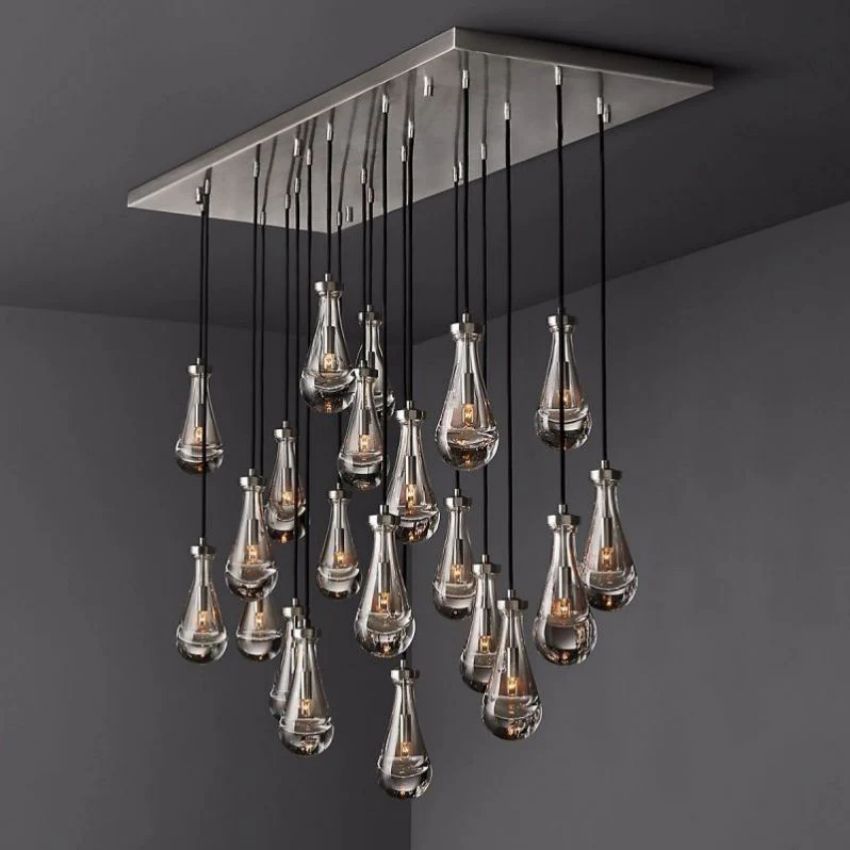Rain Waterfall Glass Rectangular Chandelier 72"