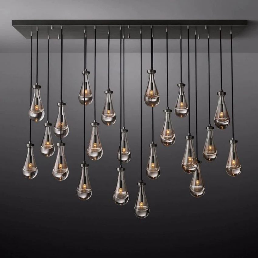 Rain Waterfall Glass Rectangular Chandelier 72"