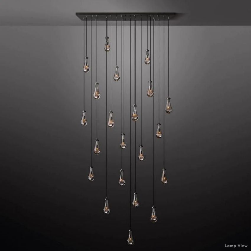 Rain Waterfall Glass Rectangular Chandelier 72"