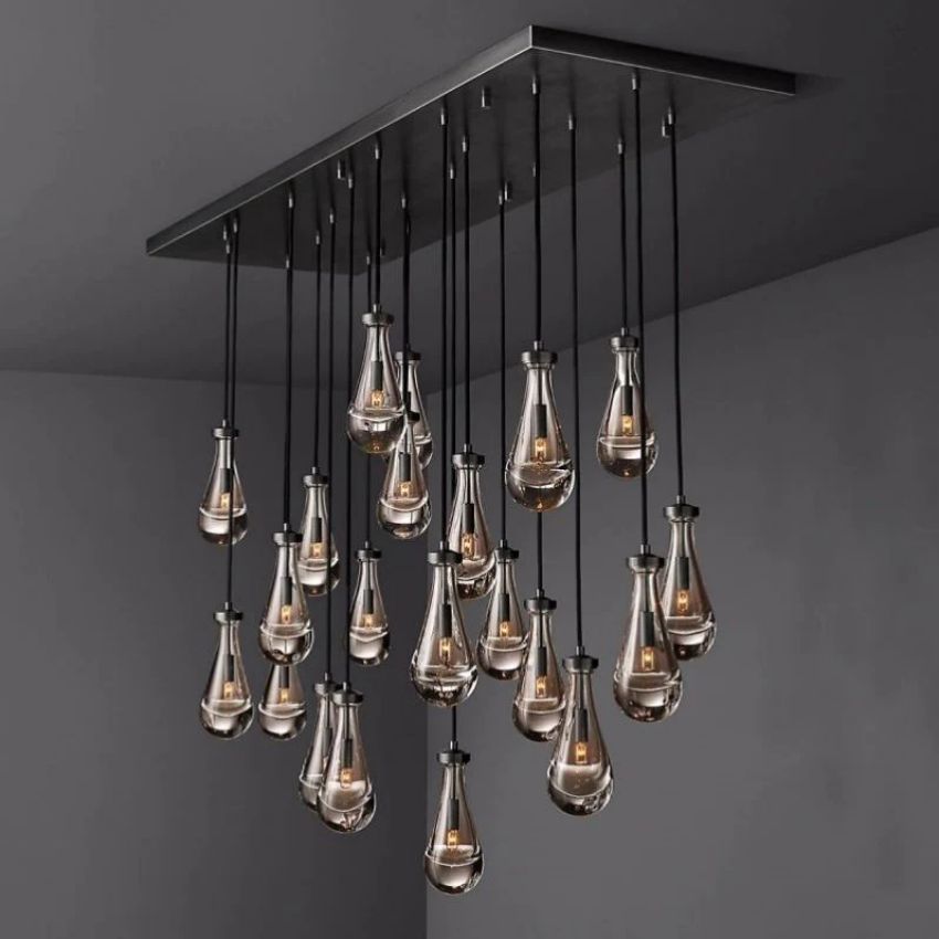 Rain Waterfall Glass Rectangular Chandelier 72"