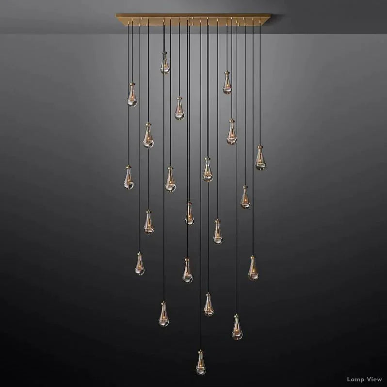 Rain Waterfall Glass Rectangular Chandelier 72"