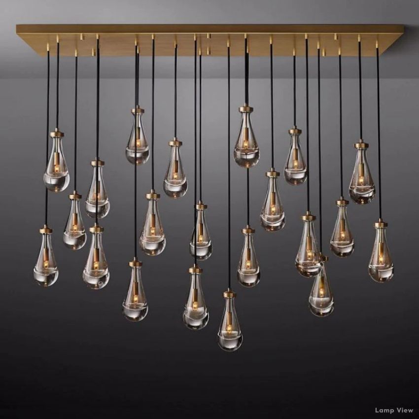Rain Waterfall Glass Rectangular Chandelier 72"