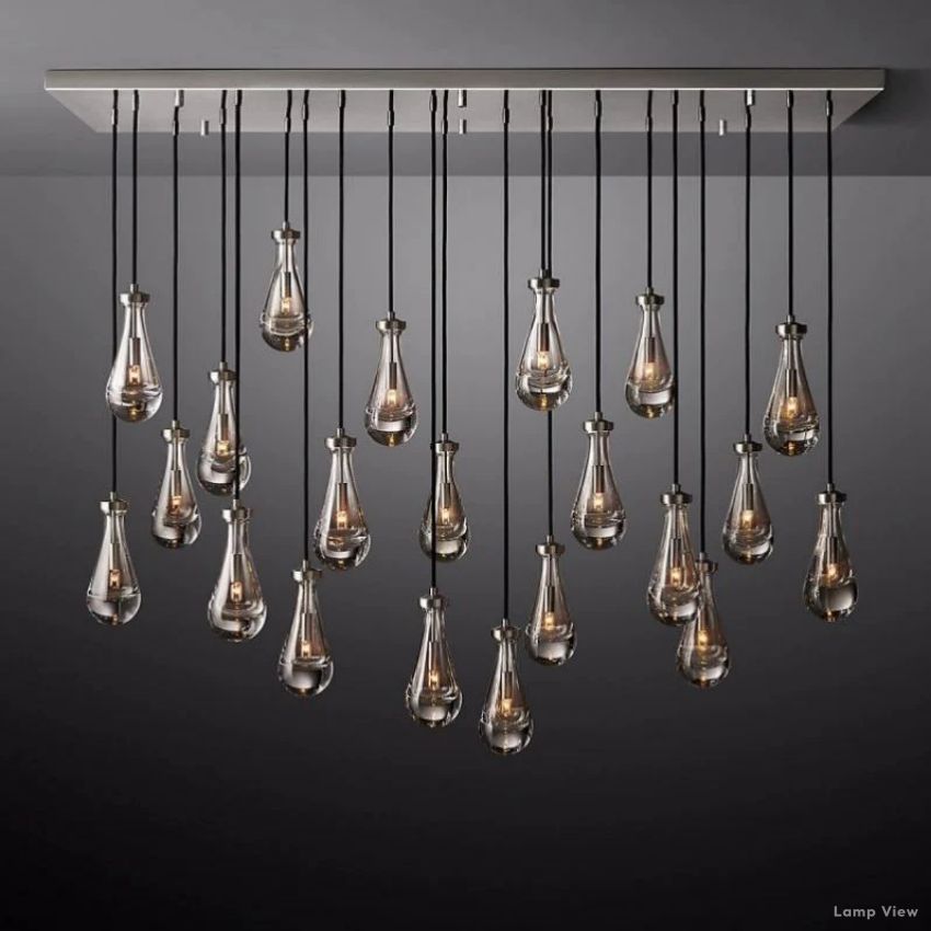 Rain Waterfall Glass Rectangular Chandelier 72"