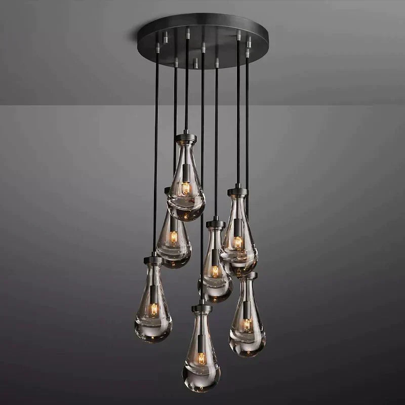 Rain Waterfall Glass Round Chandelier 18"