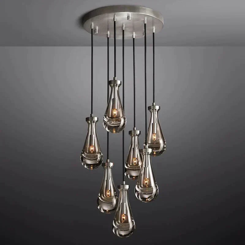 Rain Waterfall Glass Round Chandelier 18"