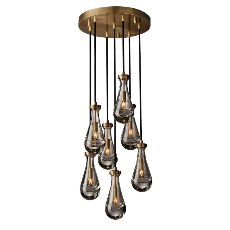 Rain Waterfall Glass Round Chandelier 18"