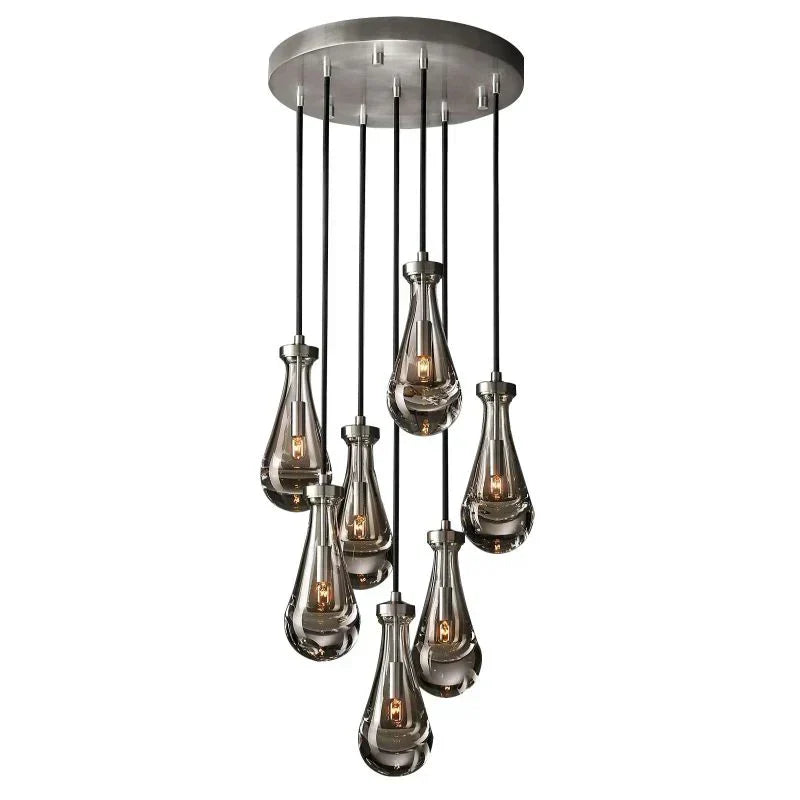 Rain Waterfall Glass Round Chandelier 18"