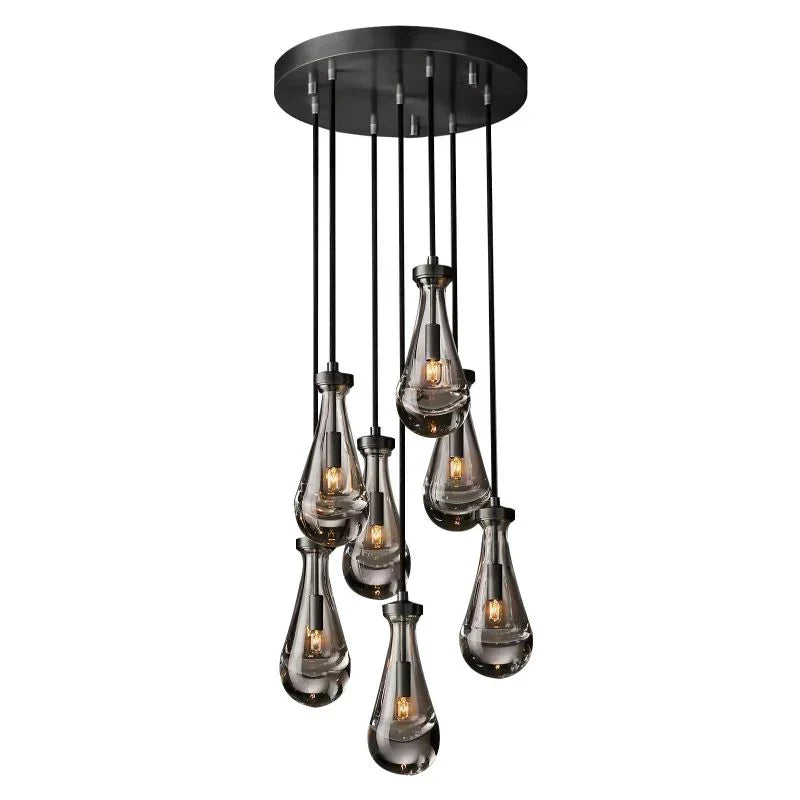 Rain Waterfall Glass Round Chandelier 18"