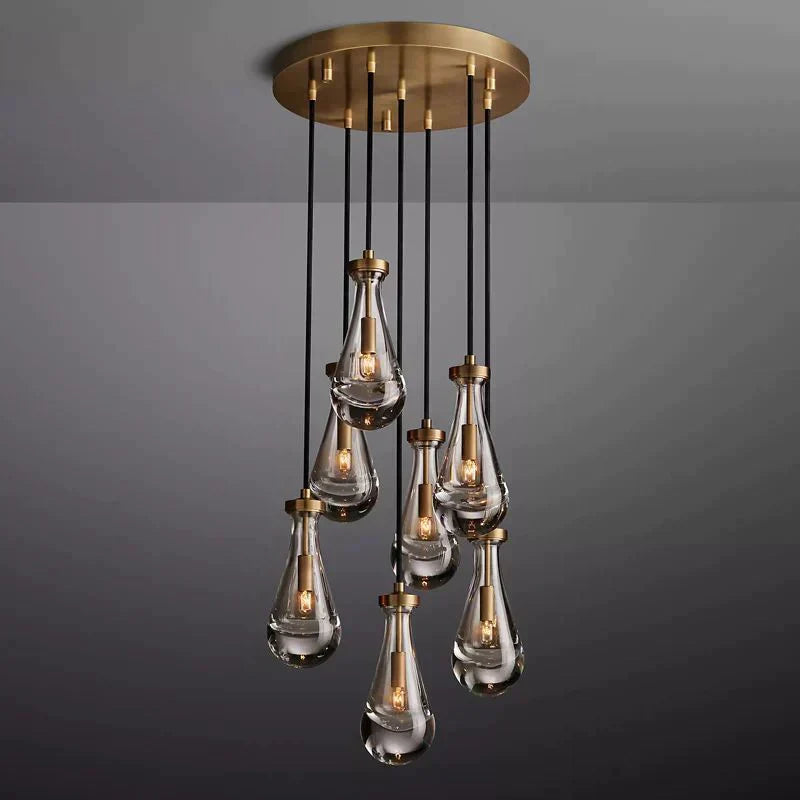 Rain Waterfall Glass Round Chandelier 18"