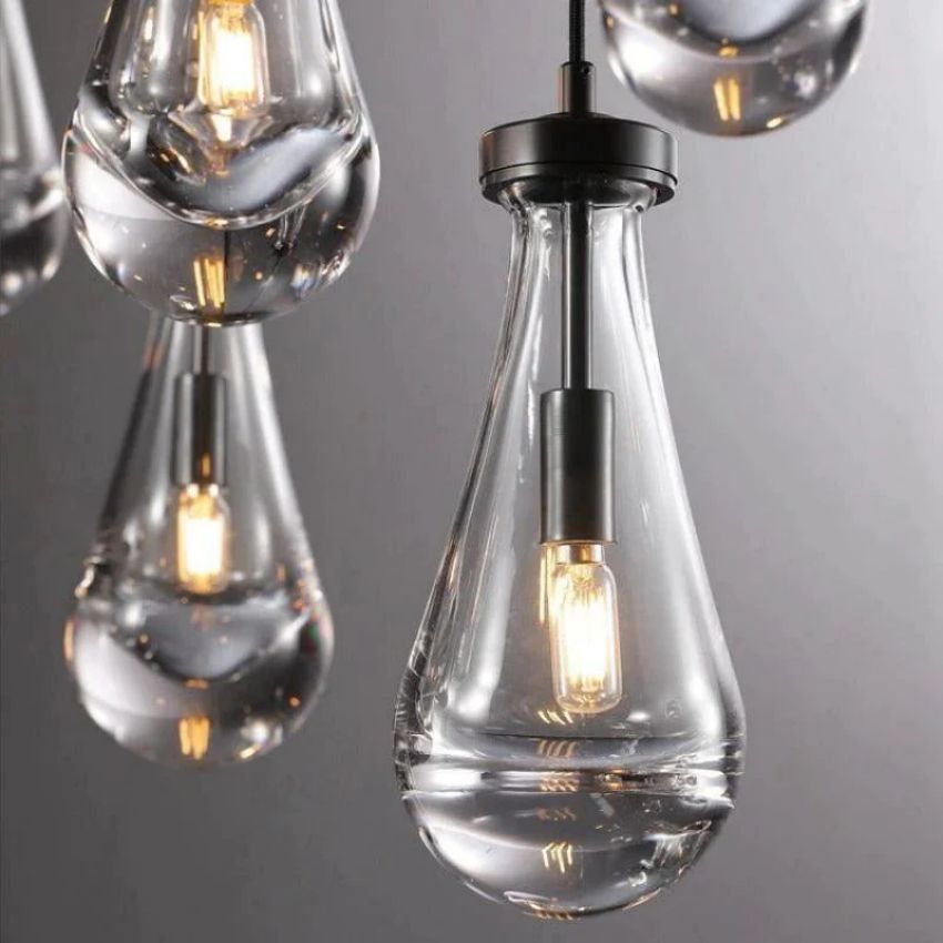 Rain Waterfall Glass Round Chandelier 36"