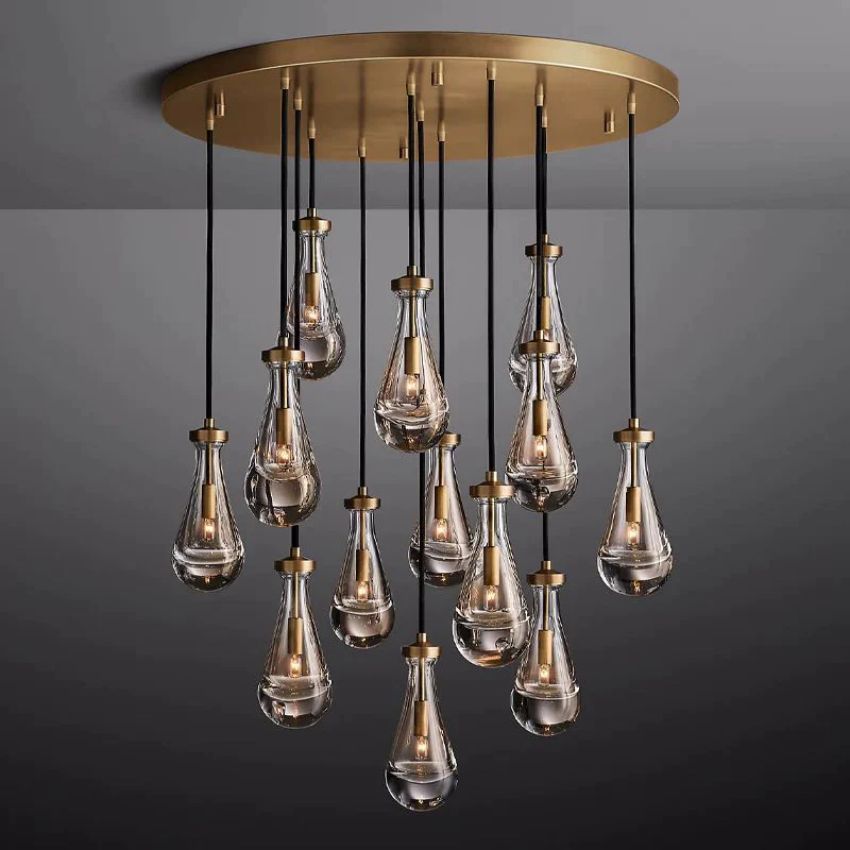 Rain Waterfall Glass Round Chandelier 36"
