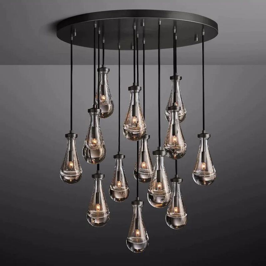 Rain Waterfall Glass Round Chandelier 36"
