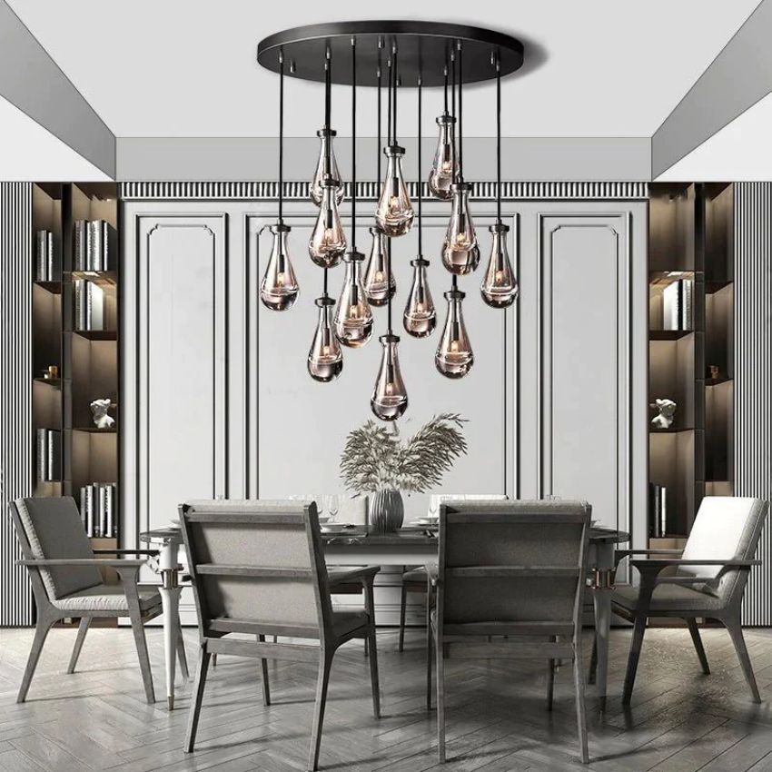 Rain Waterfall Glass Round Chandelier 36"