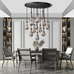 Rain Waterfall Glass Round Chandelier 36"