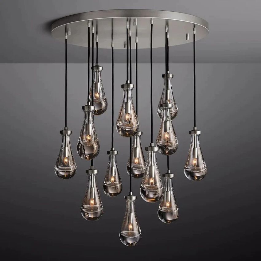 Rain Waterfall Glass Round Chandelier 36"