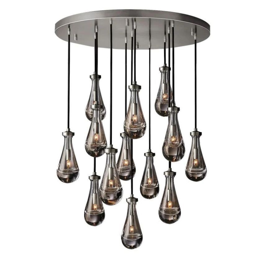 Rain Falling Glass Round Chandelier 36"