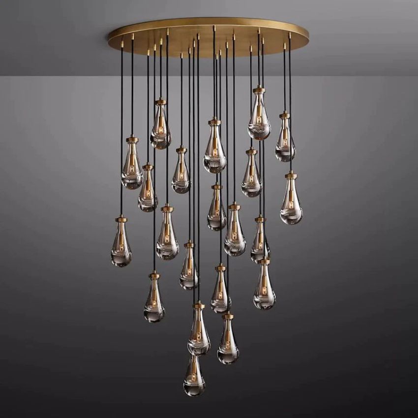 Rain Waterfall Glass Round Chandelier 47"