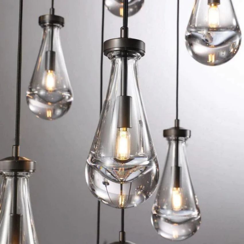 Rain Waterfall Glass Round Chandelier 47"