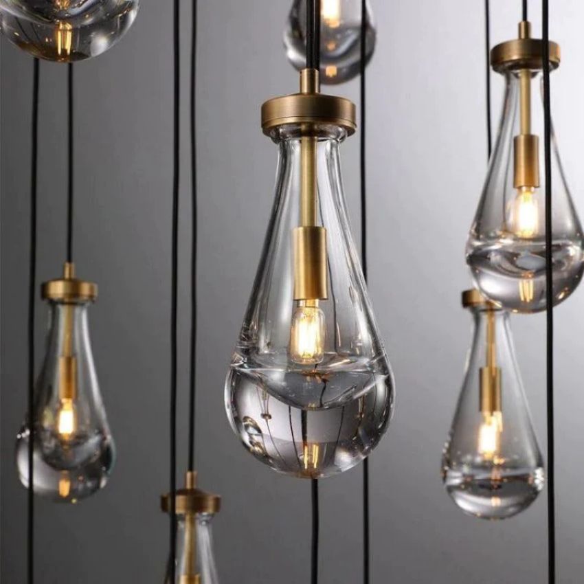 Rain Waterfall Glass Round Chandelier 47"