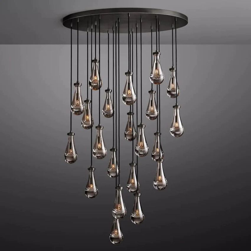 Rain Waterfall Glass Round Chandelier 47"