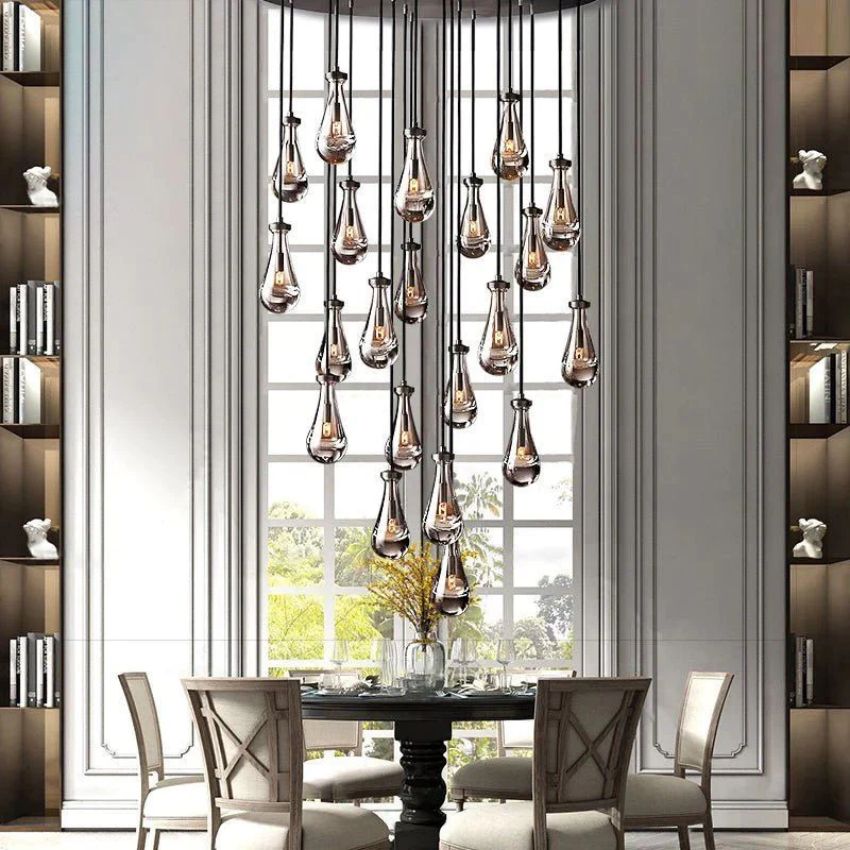 Rain Waterfall Glass Round Chandelier 47"
