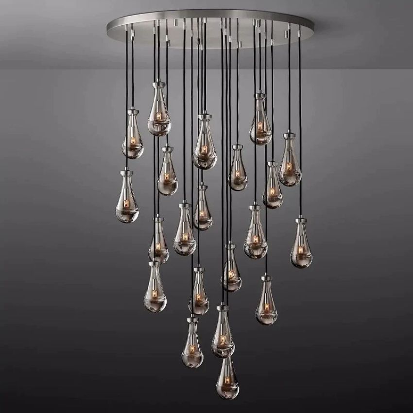 Rain Waterfall Glass Round Chandelier 47"